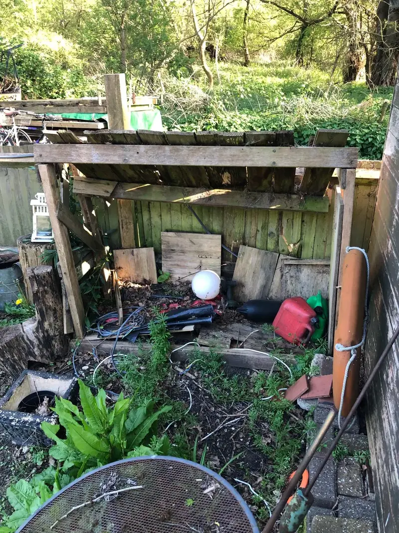 Enclosed corner of the Mooring 33 garden plot