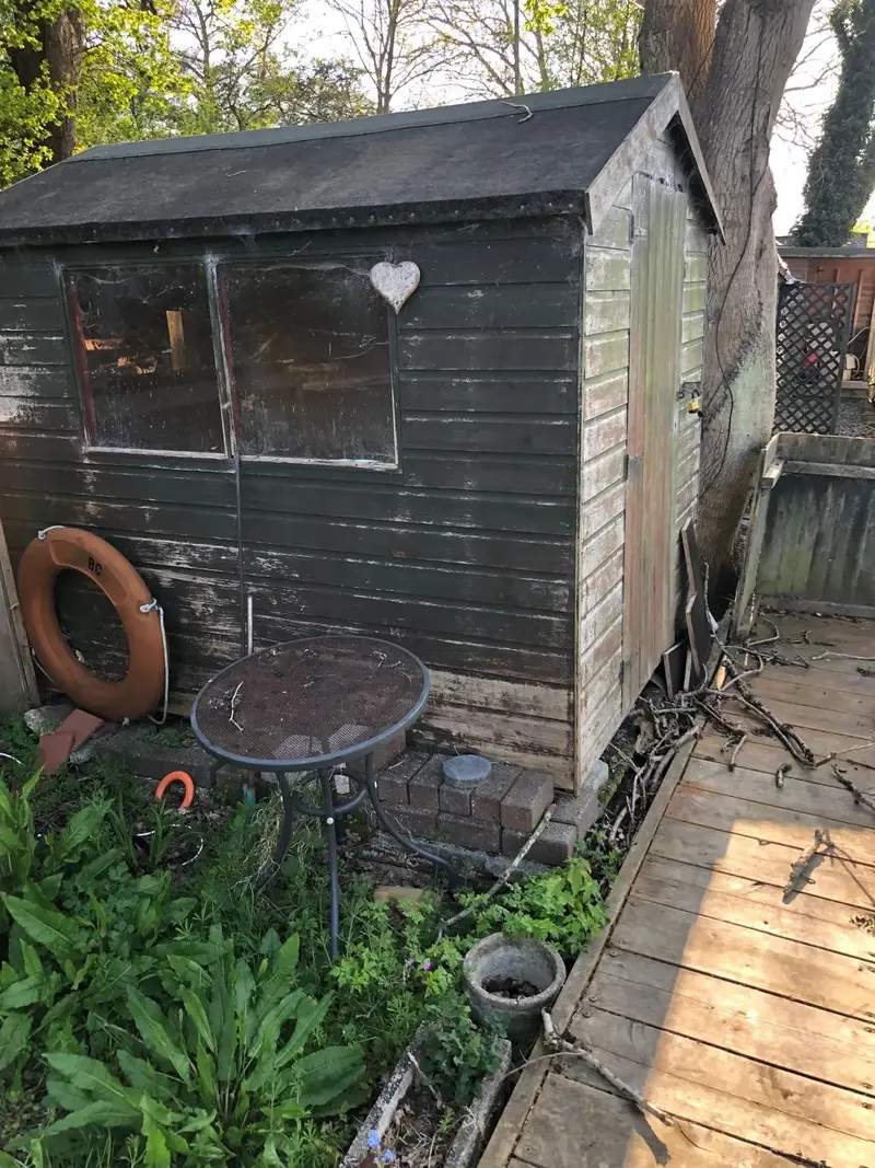 Timber shed and plants at Mooring 33