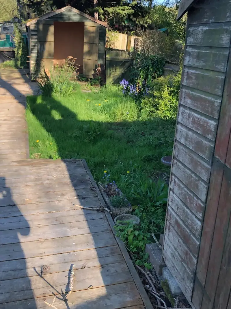 Timber walkway through the Mooring 33 garden